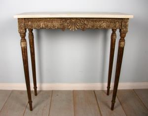 19th Century Console Table with beautiful marble top and reeded tapered legs